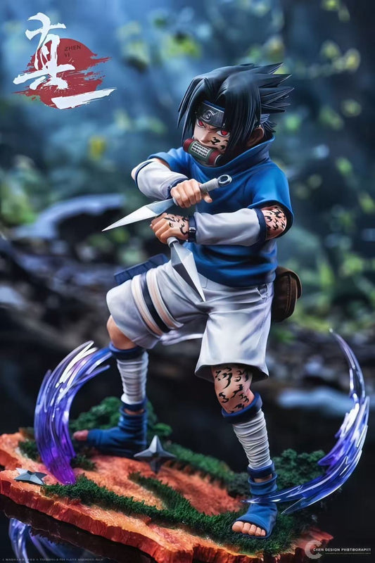Sasuke Uchiha The Avengers Awakening 19cm Premium Statue - Iconic Battle Version detail view for anime room decor and desk setup styling