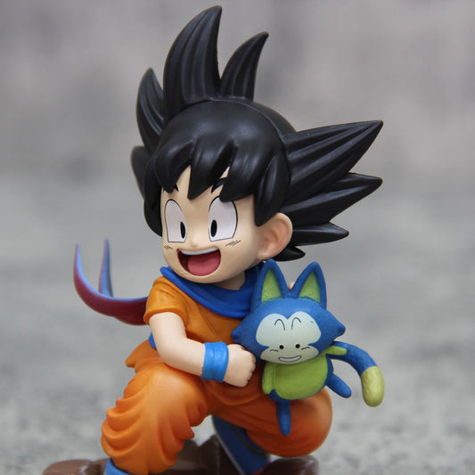 Dragon Ball Chibi Style Young Goku Holding Puar Scene Car Dashboard Ornament Anime Figure anime collectible detail view 2