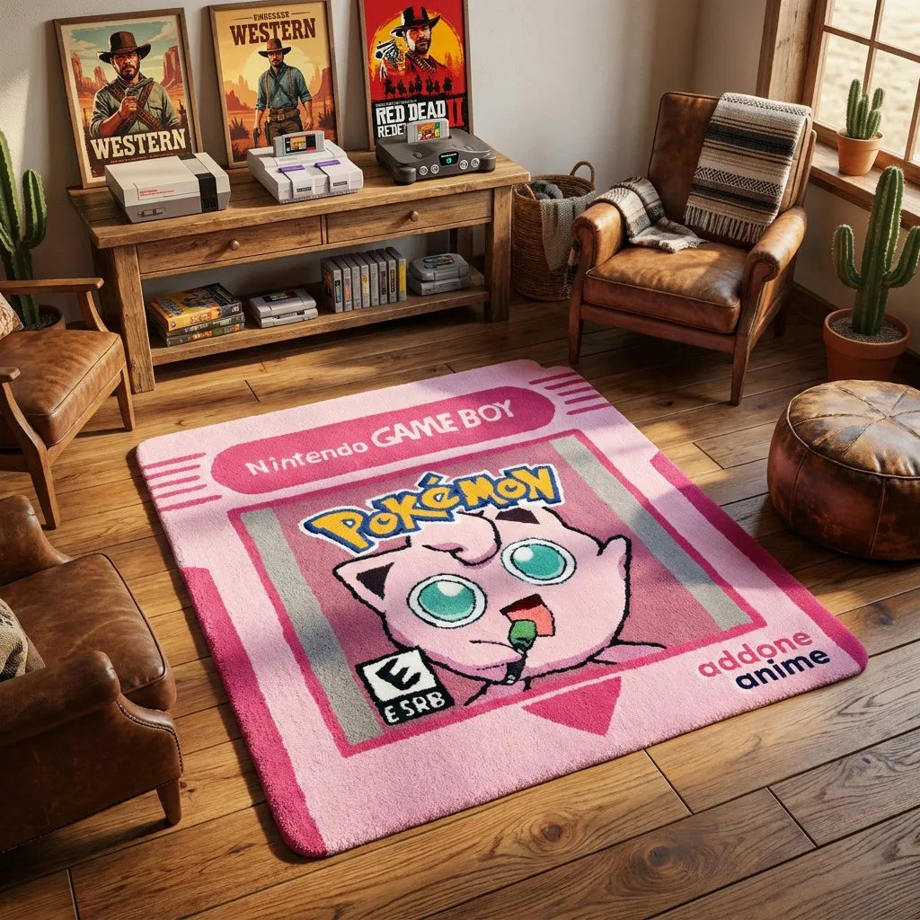 addone anime Retro Game Boy Cartridge Pokemon Area Rugs Area Rugs