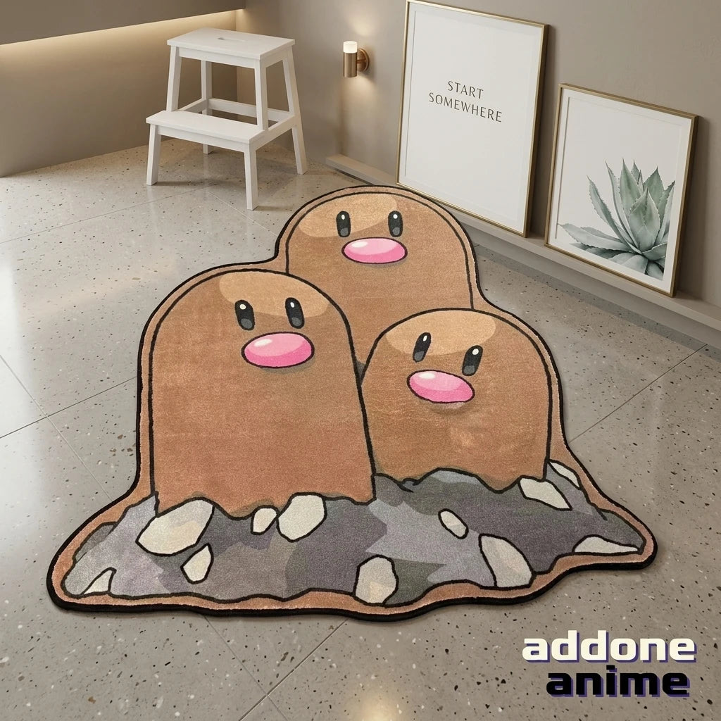 addone anime Pokemon Classic Character Shaped Area Rugs Dugtrio Area Rugs