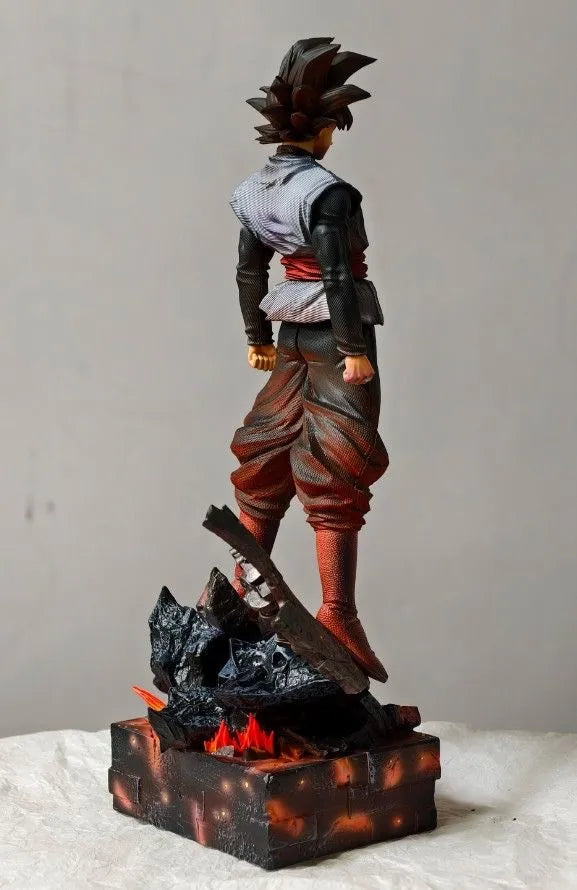 38cm anime warrior statue rear view showing sculpted outfit and base detail