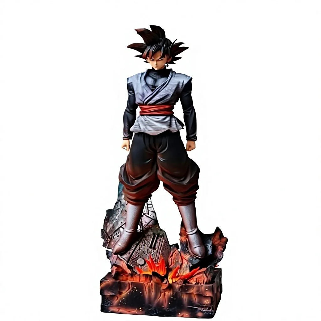 Black Goku inspired 38cm anime warrior statue white background product image