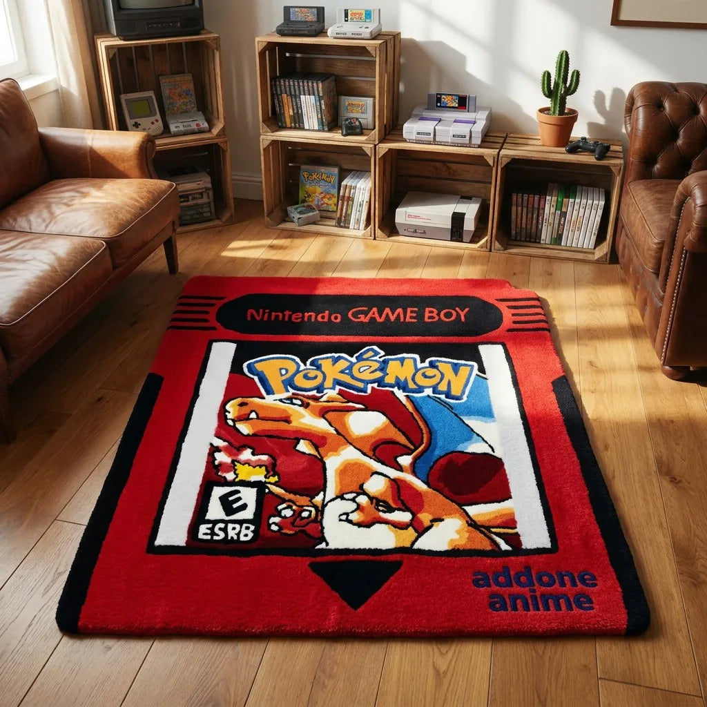 addone anime Retro Game Boy Cartridge Pokemon Area Rugs Area Rugs