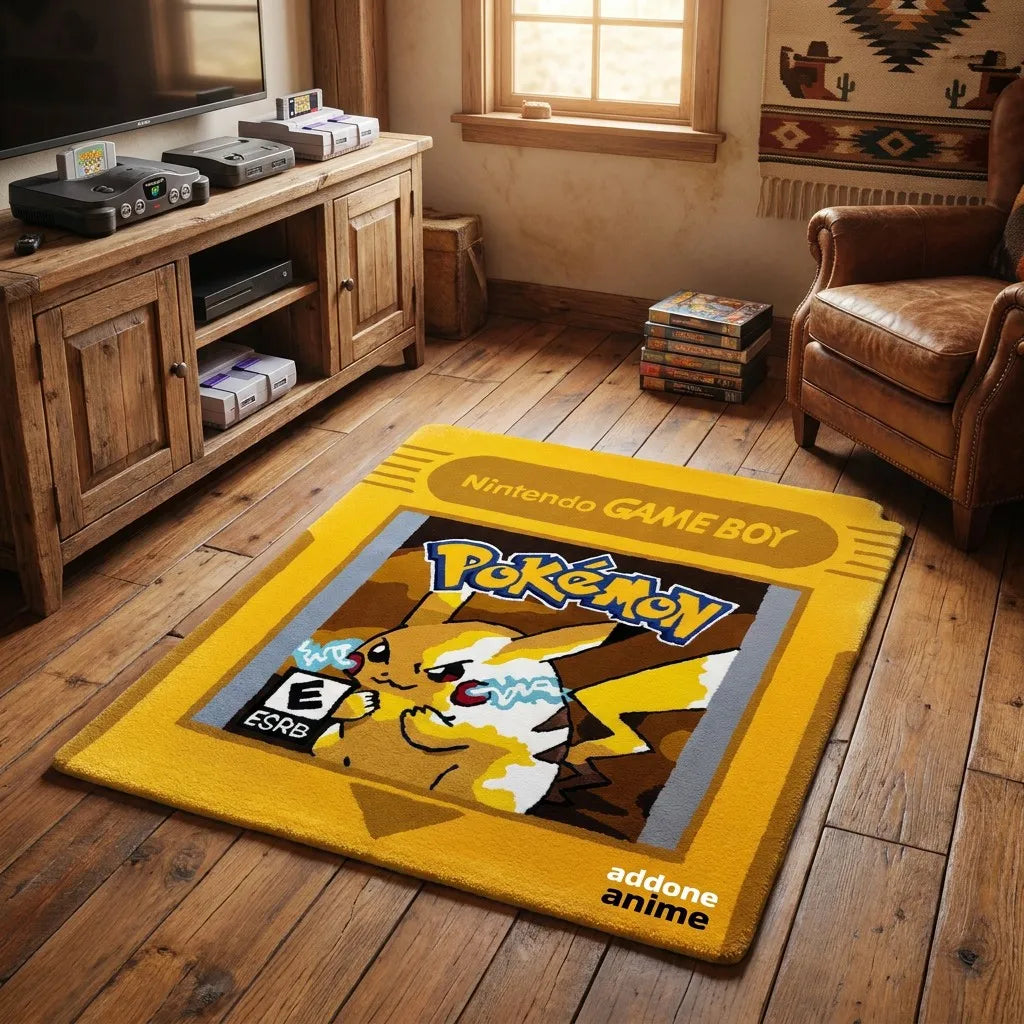 addone anime Retro Game Boy Cartridge Pokemon Area Rugs Area Rugs