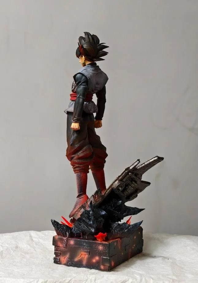 38cm anime warrior statue side profile with rocky lava display base