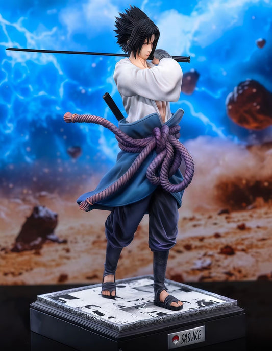 Sasuke Uchiha Avengers Resolve 36cm Premium Resin Statue - Iconic Standing Pose Masterpiece detail view for anime room decor and desk setup styling