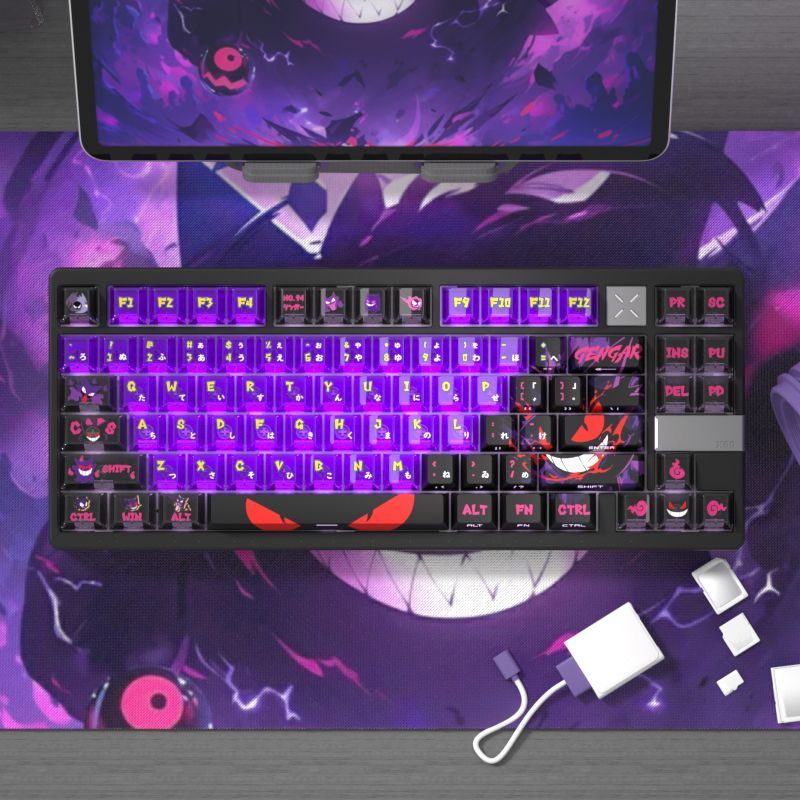Gengar Ghost Anime Side-Lit Keycap Set – 122-Key PBT PC Translucent Keycaps for Mechanical anime product detail image 8