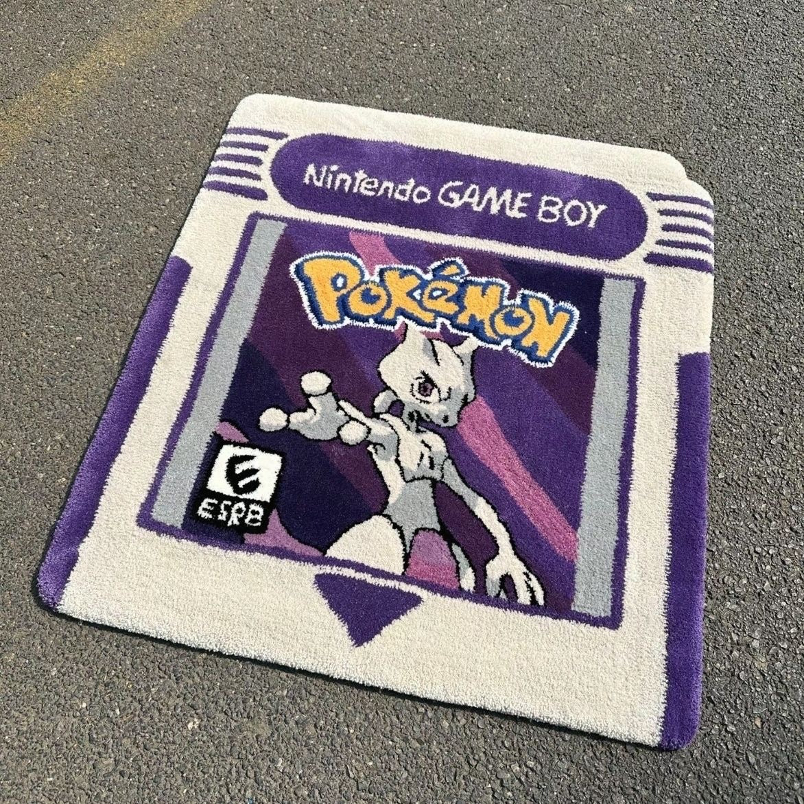 addone anime Retro Game Boy Cartridge Pokemon Area Rugs Mewtwo Area Rugs