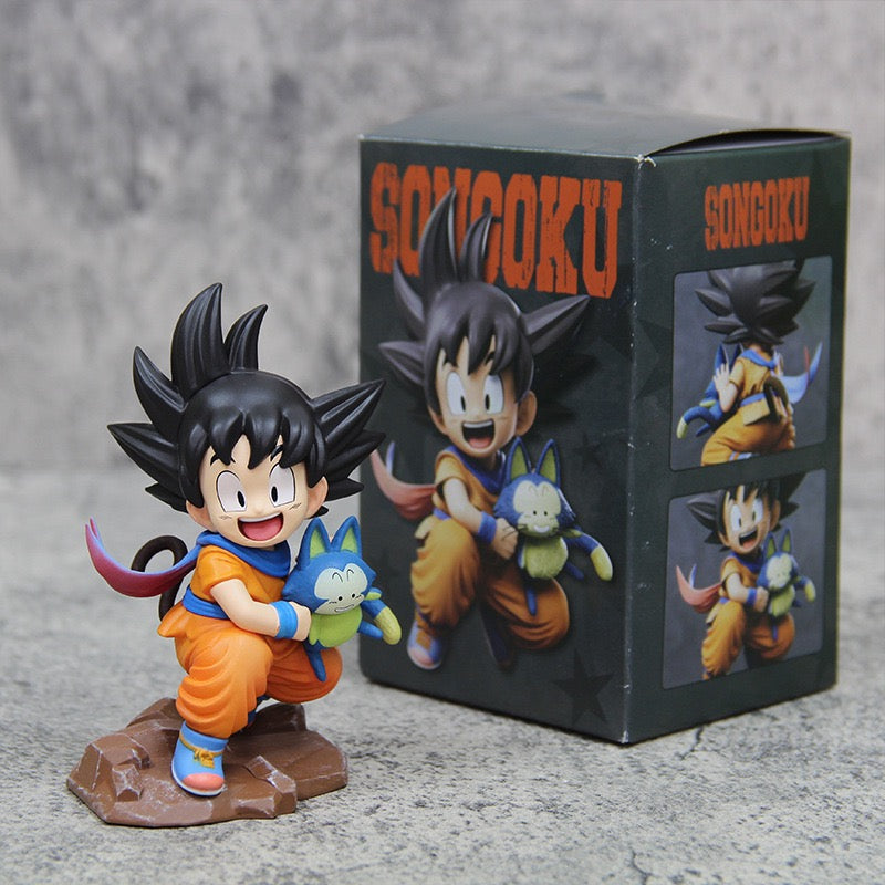 Dragon Ball Chibi Style Young Goku Holding Puar Scene Car Dashboard Ornament Anime Figure  anime collectible detail view 3