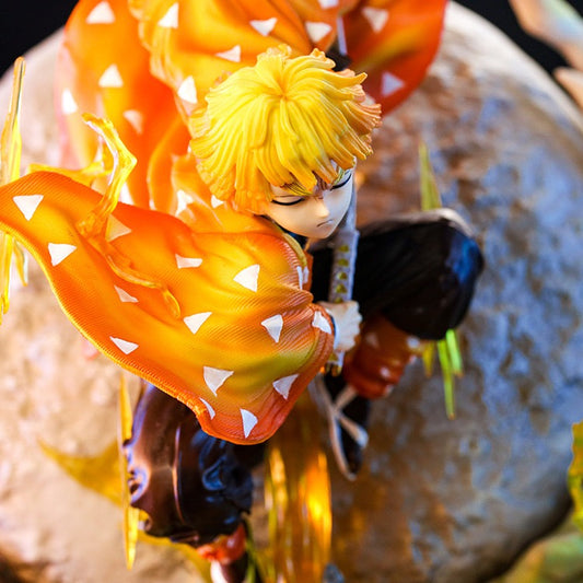 Demon Slayer: Kimetsu no Yaiba – Zenitsu Agatsuma Thunder Breathing Premium Statue with Mo anime collectible for desk and roo