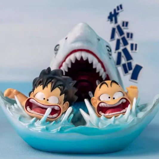 Panic in Paradise!  The Iconic Goku & Krillin Shark Chase Diorama Ornament/Little gift premium anime display for collector shelf and gaming room