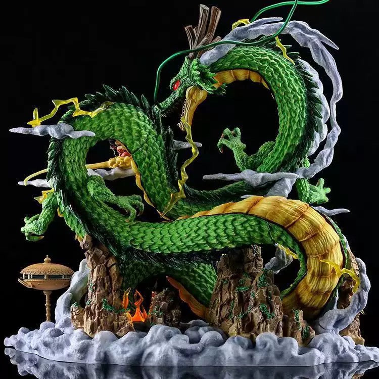 '+3 Anime Dragon Ball Z Shenron Eternal Dragon Statue - Featuring Kid Goku on Flying Nimbus - Premium LED Light-Up Base Anime Figure - 23cm High-End Collectible Sculpture with Luxury Display Box