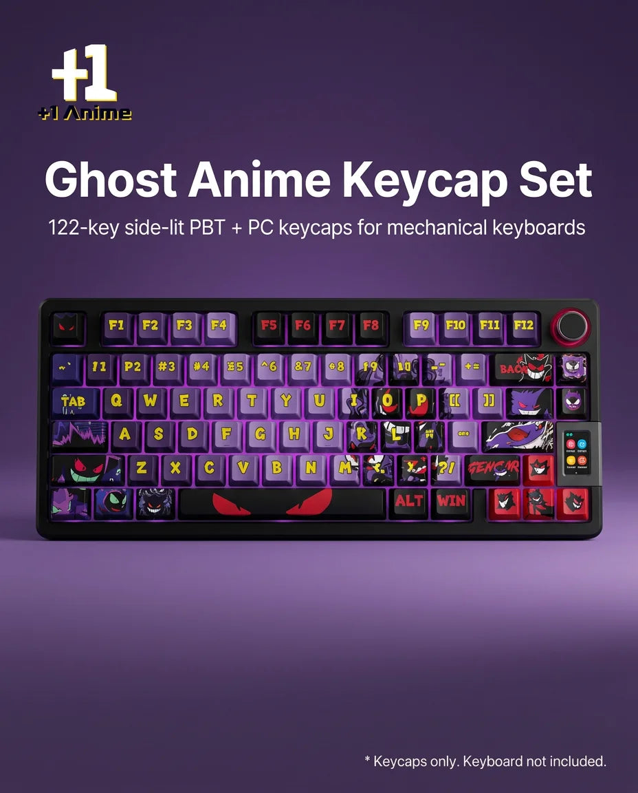 Gengar Ghost Anime Side-Lit Keycap Set – 122-Key PBT PC Translucent Keycaps for Mechanical anime collectible main product ima