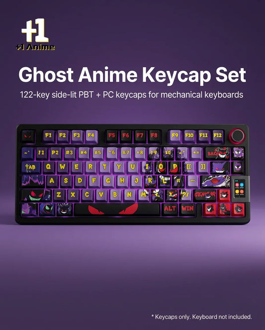 Gengar Ghost Anime Side-Lit Keycap Set – 122-Key PBT PC Translucent Keycaps for Mechanical anime collectible main product ima