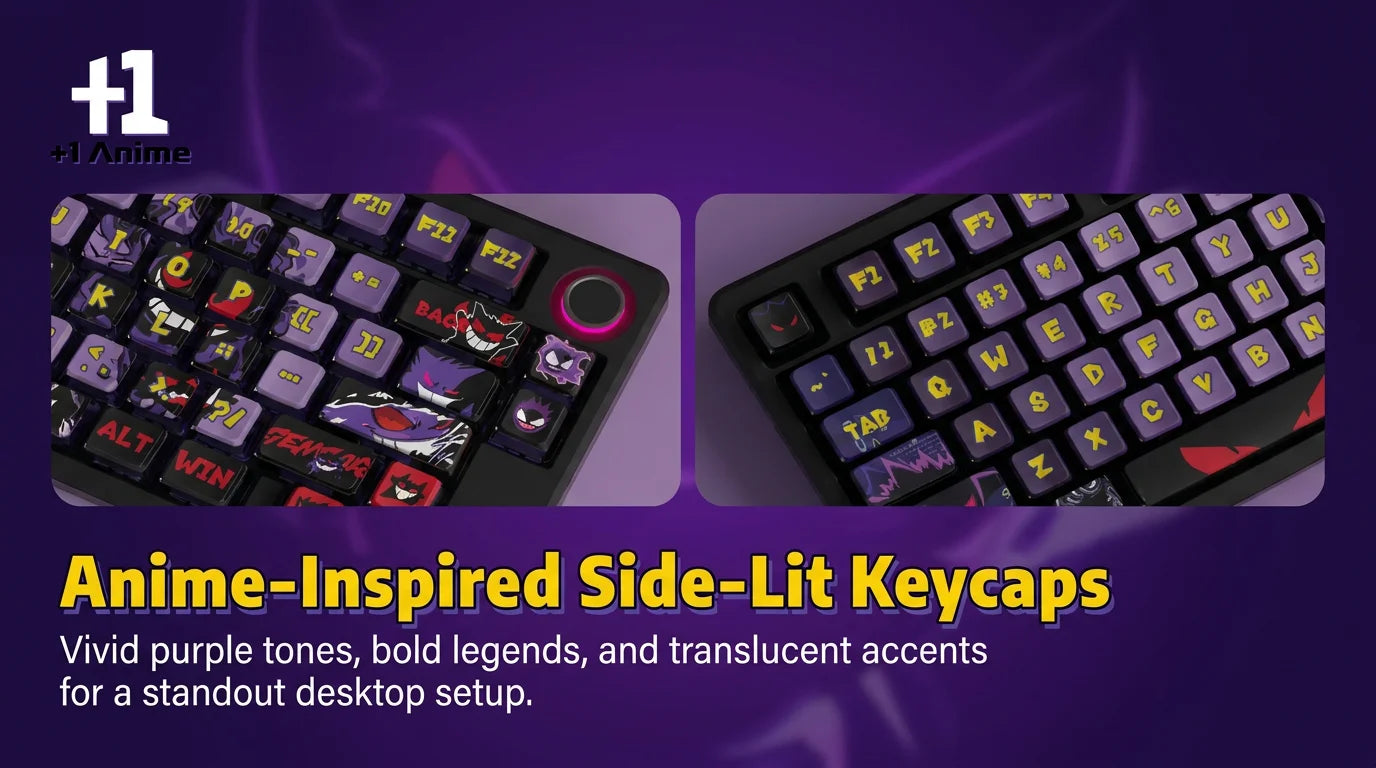 Gengar Ghost Anime Side-Lit Keycap Set – 122-Key PBT PC Translucent Keycaps for Mechanical anime product detail image 2