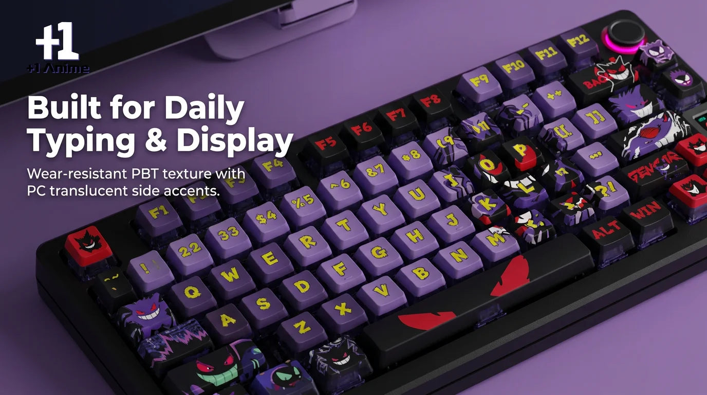 Gengar Ghost Anime Side-Lit Keycap Set – 122-Key PBT PC Translucent Keycaps for Mechanical anime product detail image 4